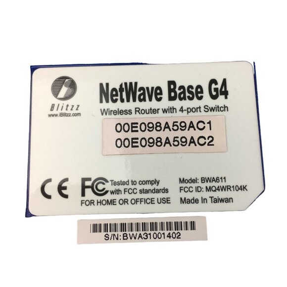 Wireless Computer Network Router Blitzz 4 Port Switch NetWave Base G4 11Mbps u A - Picture 7 of 10